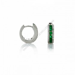 Natural Emerald Diamond Small Huggie Earrings